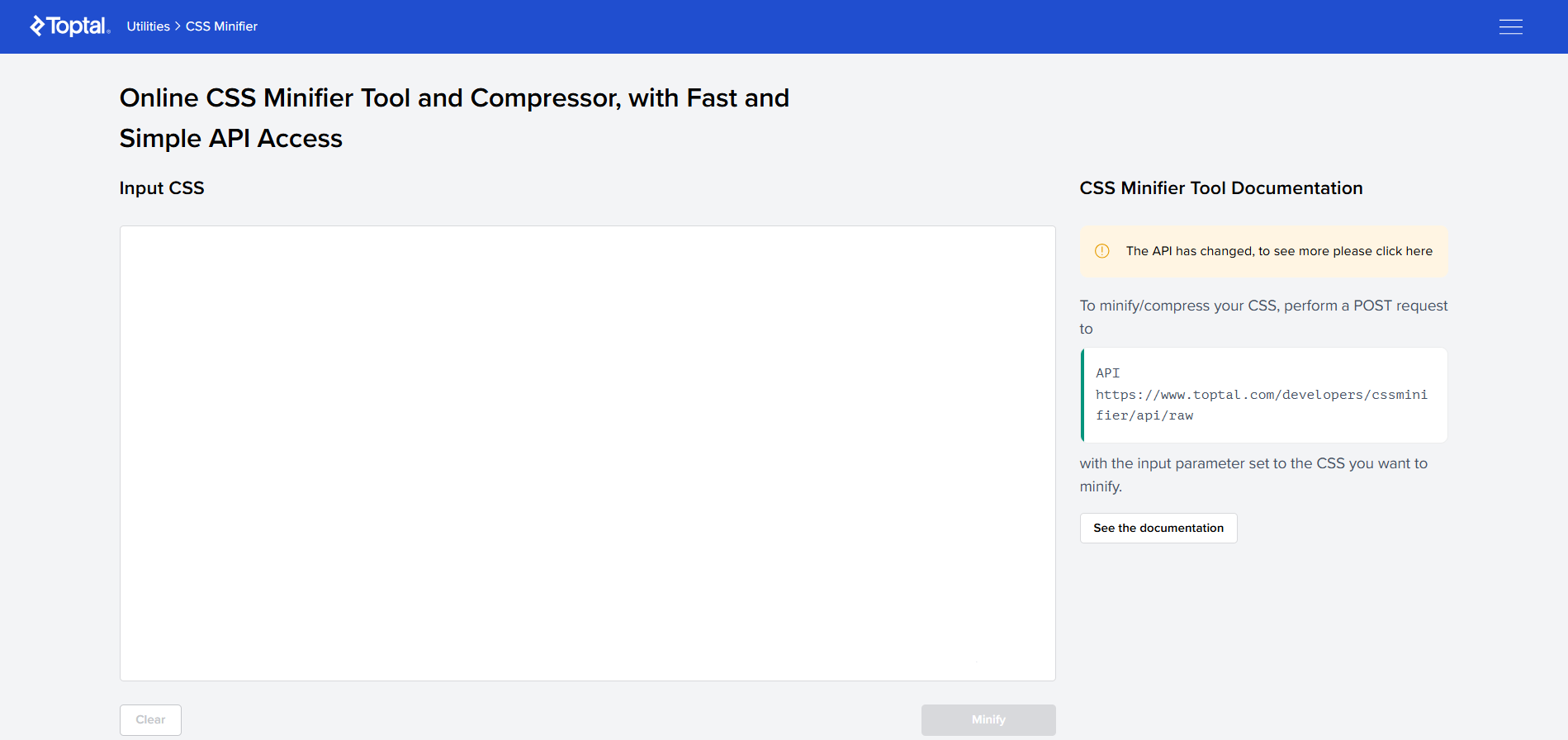 CSS Minifier by Toptal
