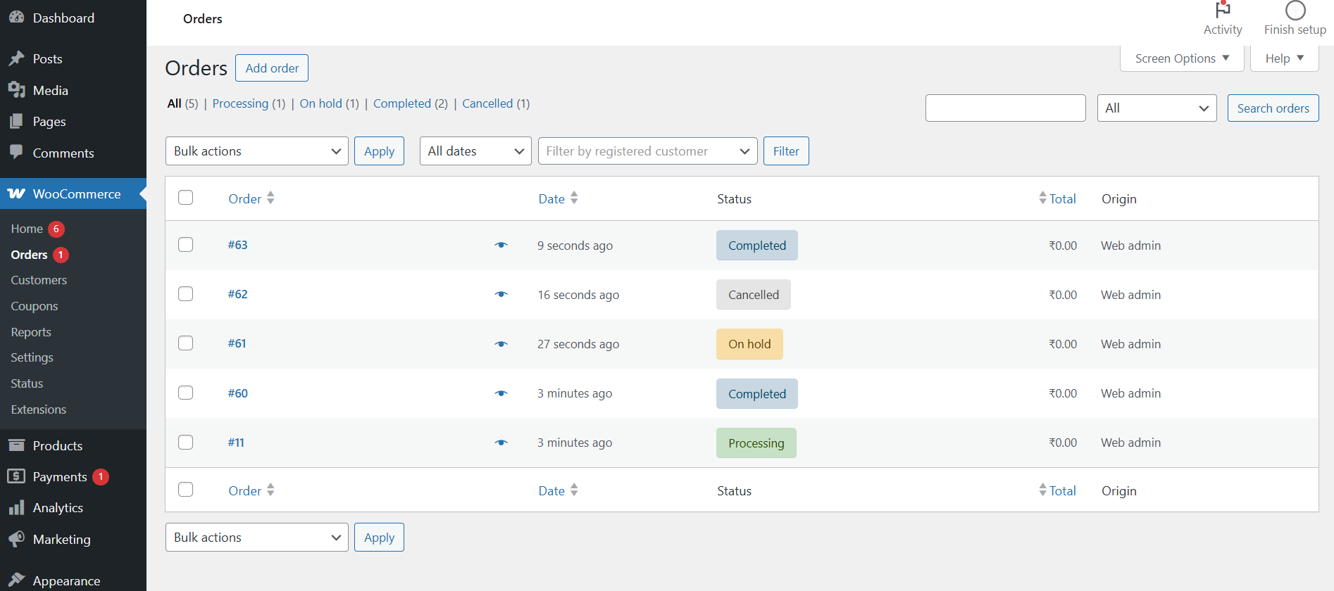 Access WooCommerce Orders Page