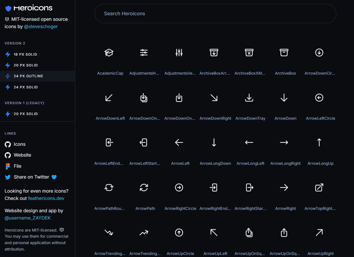 Open Source Icon Libraries- Heroicons