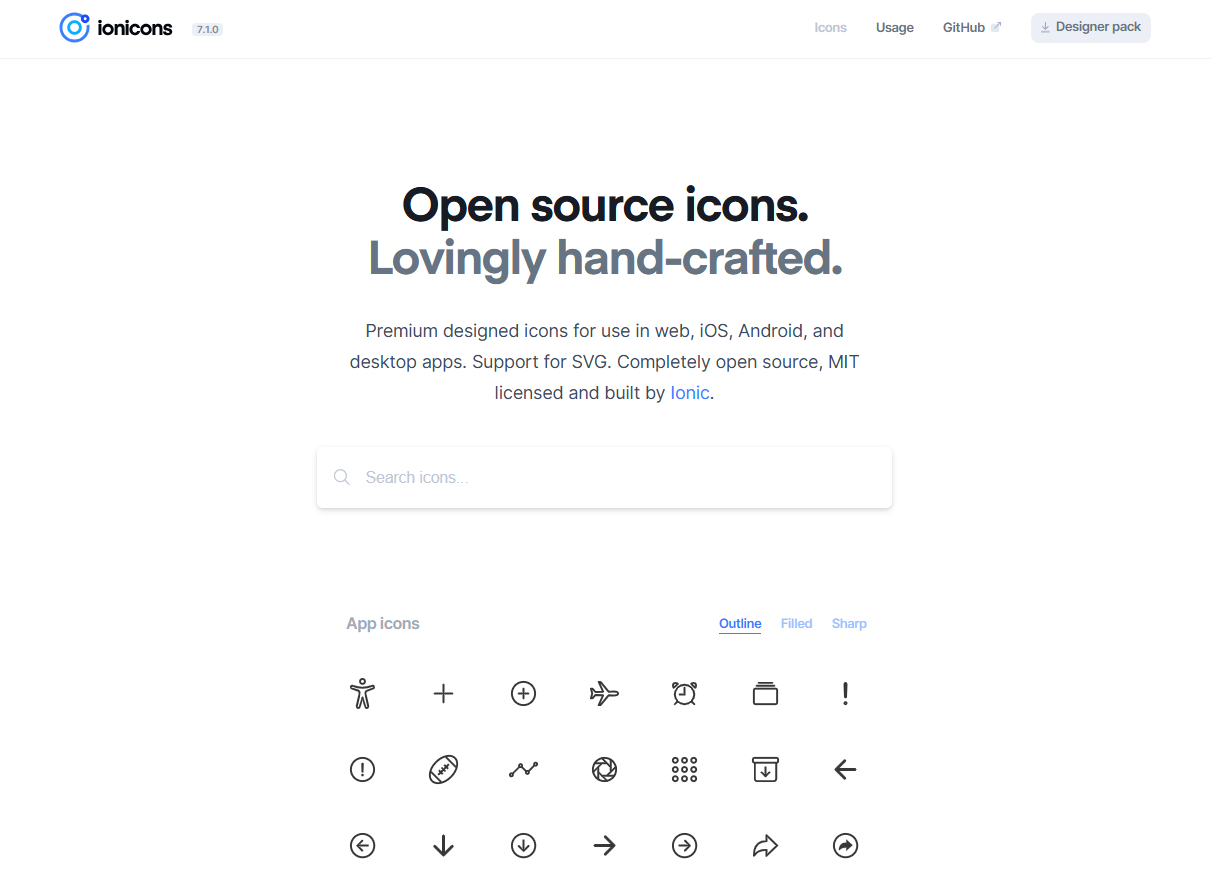 Open Source Icon Libraries- Ionicons