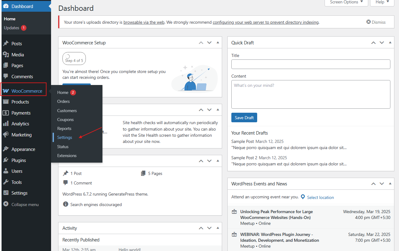 Find Taxes Setting in WooCommerce