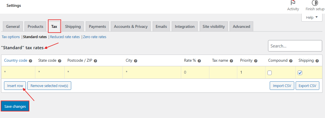 Define Tax Classes and Rates