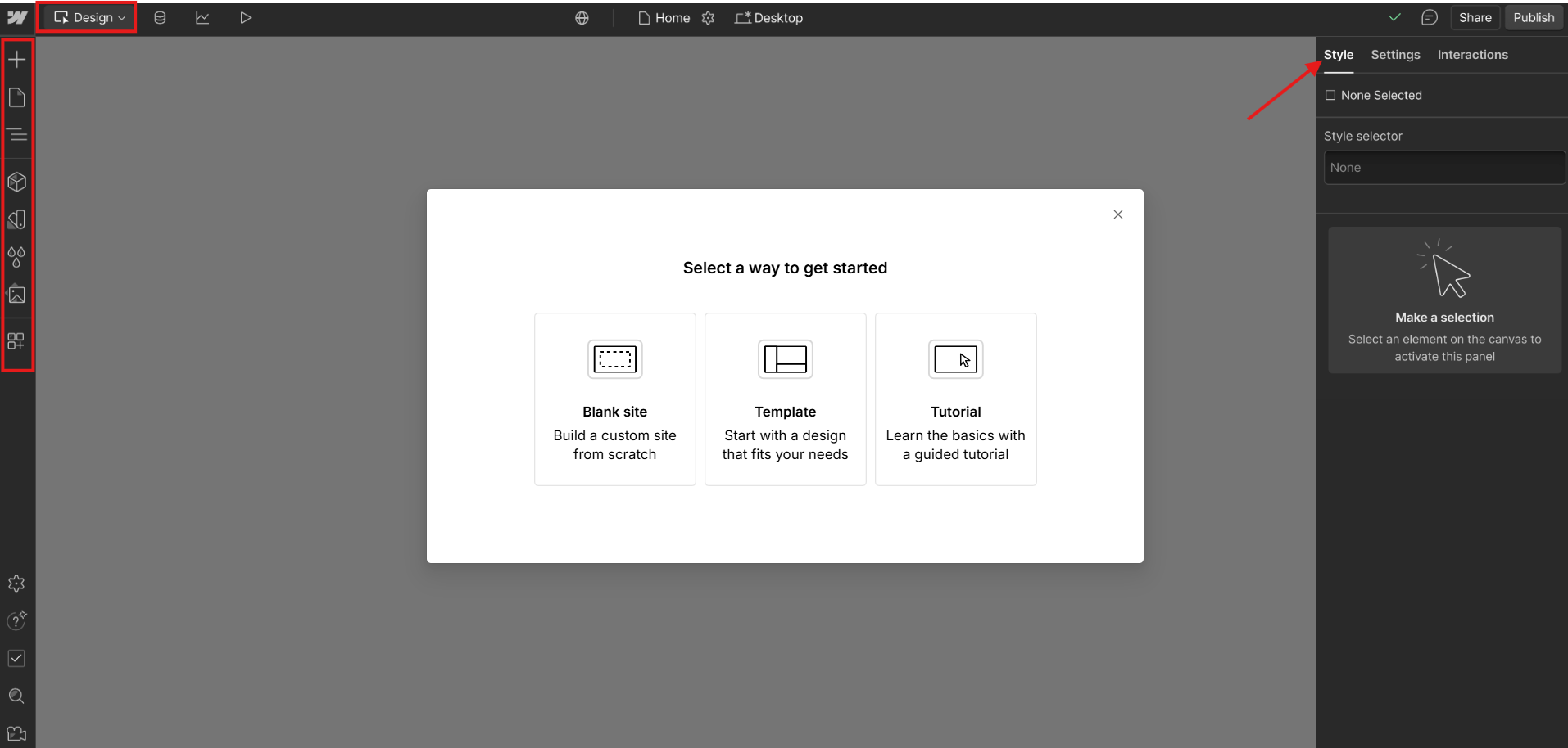 Framer vs Webflow: UI Comparison (Webflow Interface)