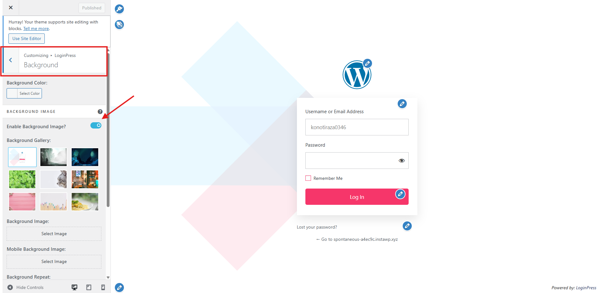 Change WordPress Login Page Background