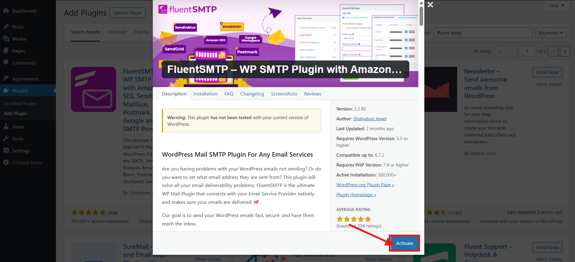 FluentSMTP for WordPress not sending emails