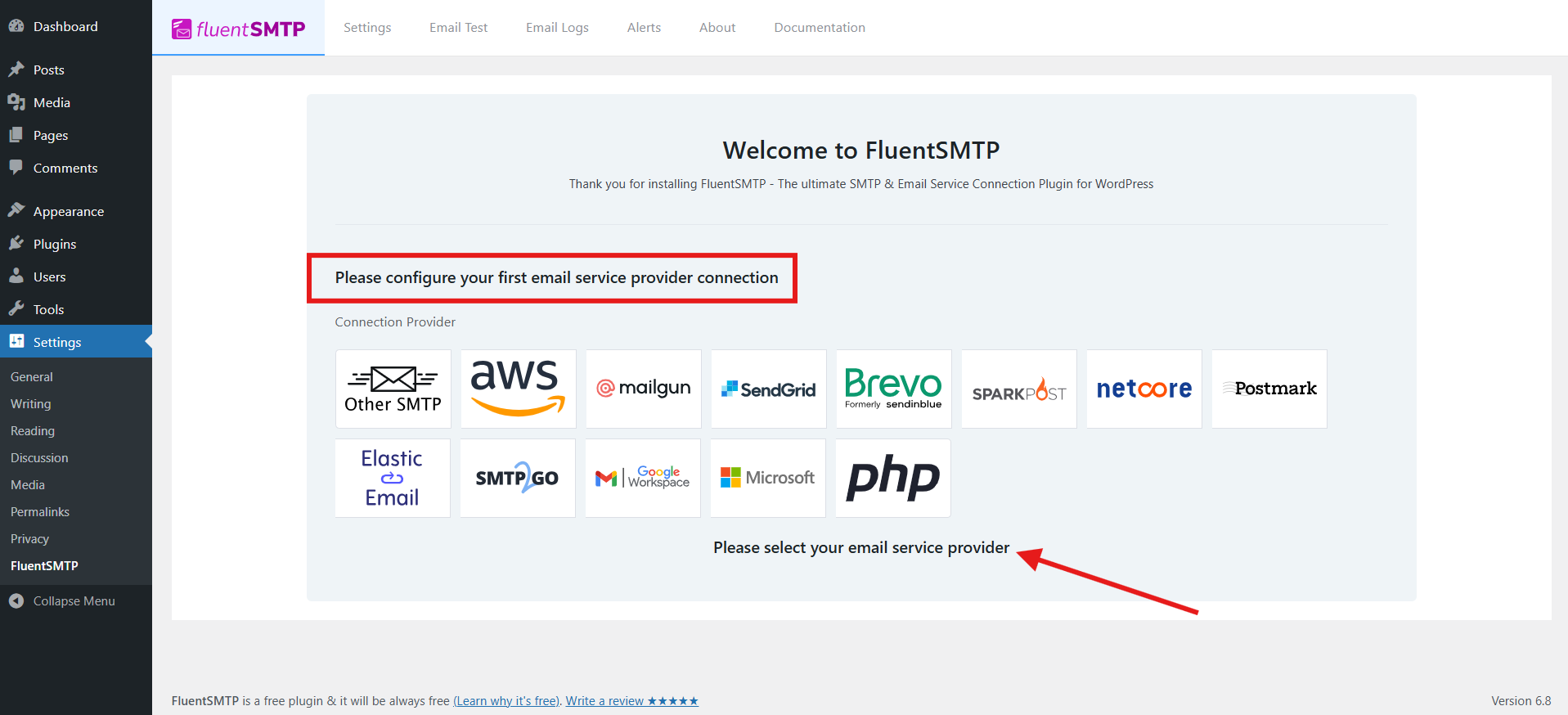 Choose your Email Provider for FluentSMTP