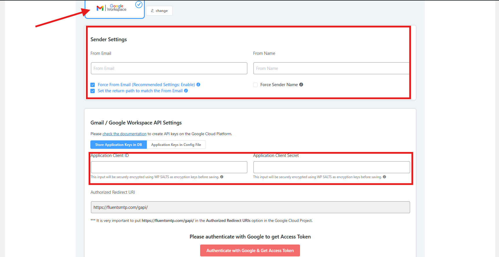Setting up for Gmail Service Provider