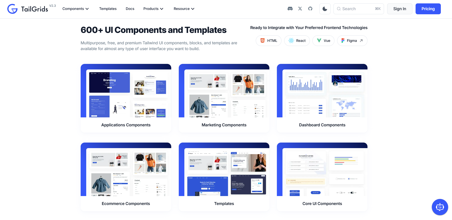 Tailwind Templates: TailGrids
