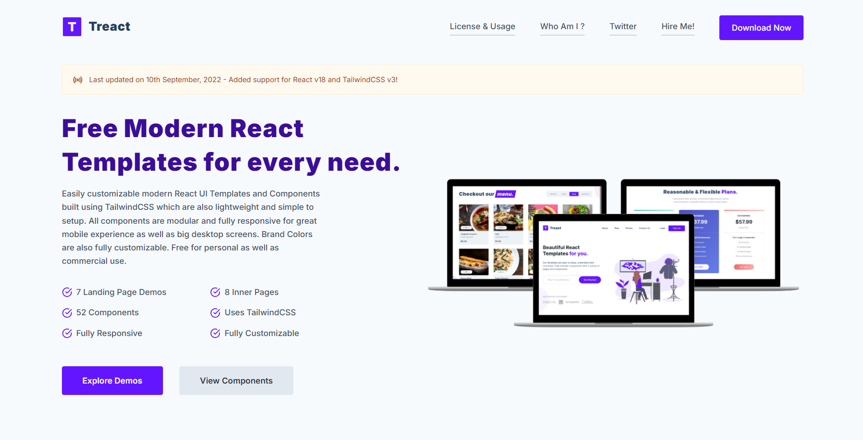 Tailwind Templates: Treact