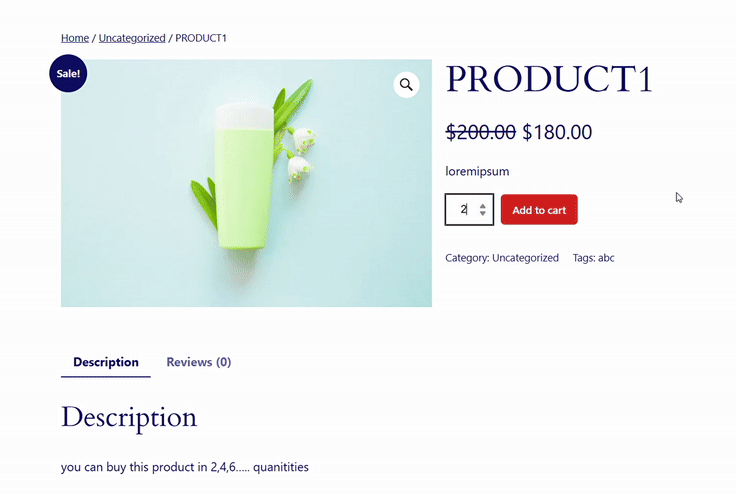 Resulting Product Page after Adding Custom Code