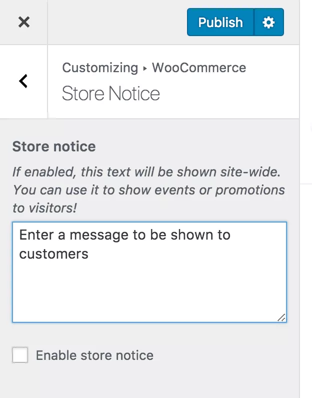 Store Closing Message from Woo Settings