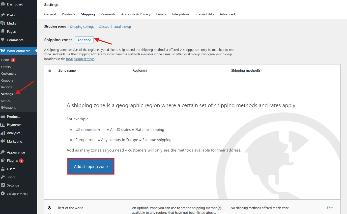 Adding Shipping Zones