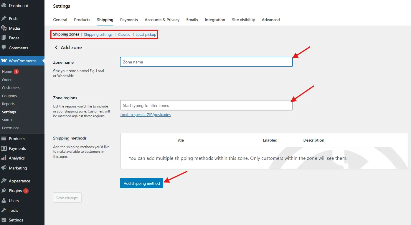 Adding Shipping Zones and Methods