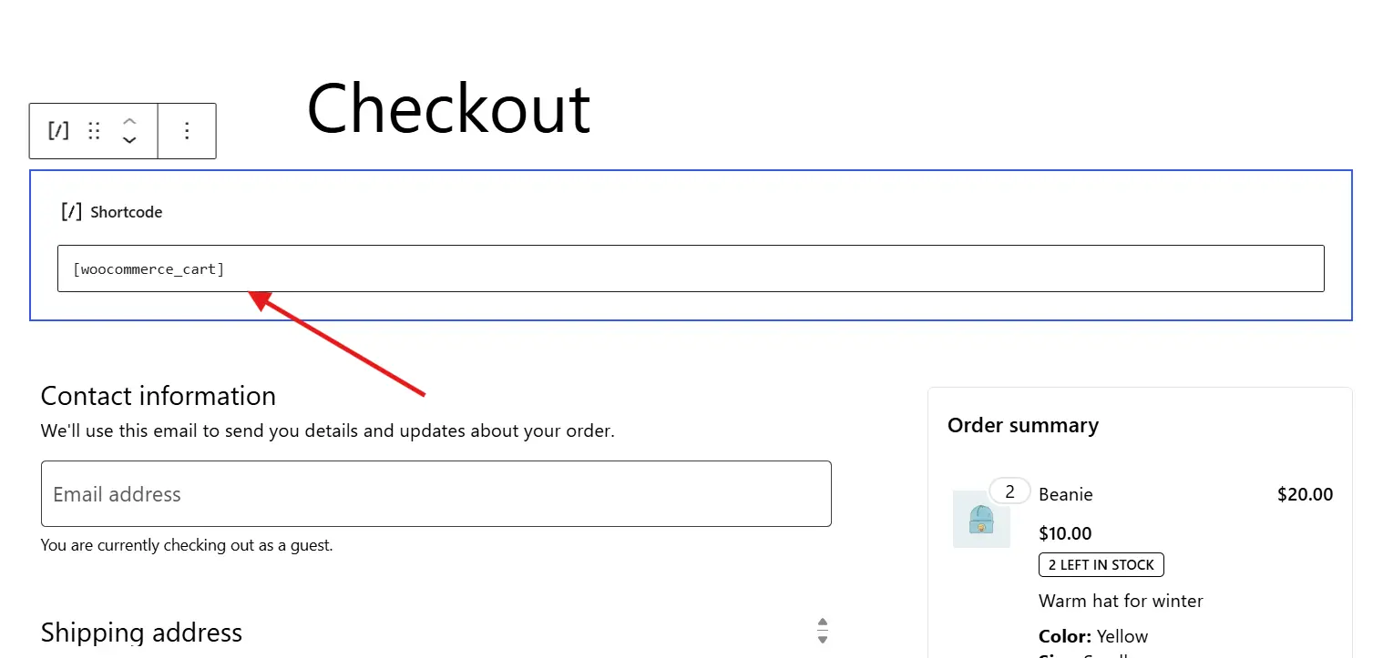 Adding Cart to your Checkout Page