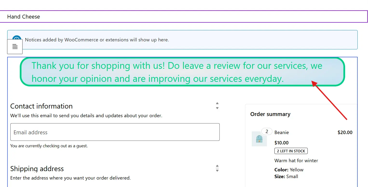 Adding a Text box asking for Reviews