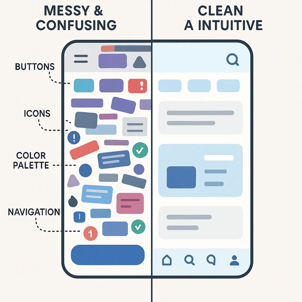 Messy vs Clean UI Design