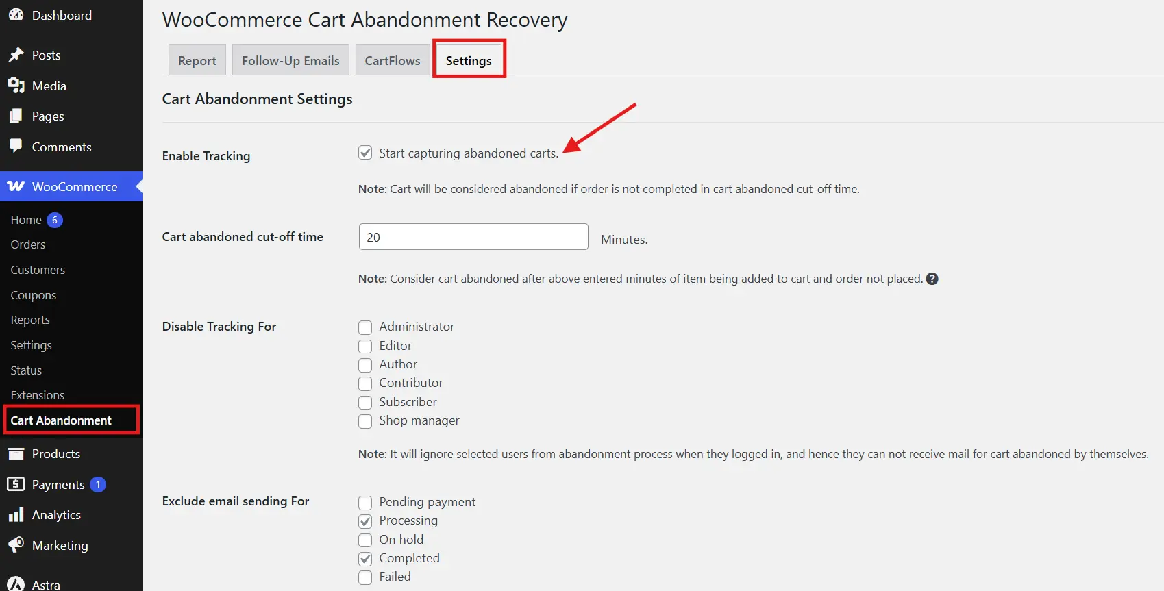 Enable Cart Abandonment Recovery