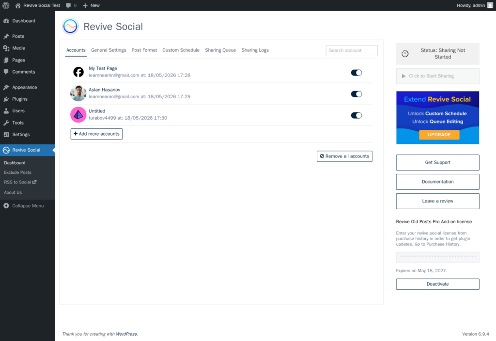 review socia dashboard